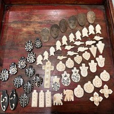 Vintage Hand Carved Etched  Pendants Jewelry Making Heavy picture