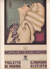 Rare Advertising Vintage Cardboard BORSARI VIOLETTA DI PARMA Nanni dis. 1930c. picture