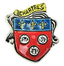 Chartres France Coat of Arms Trinket Pin Tray Ceramic French Souvenir picture