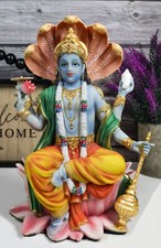8 Inch Vishnu with Lotus Mythological Indian Hindu God Statue Figurine picture