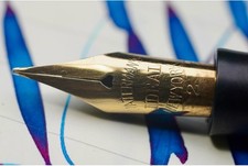 XF Waterman 0552 14K Gold Long Tined VERY SOFT Wet Noodle nib (video) picture