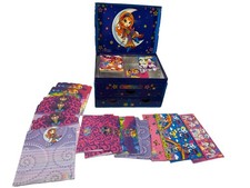 Lisa Frank Hippie Moon Star Girl Cardboard Stationary Jewelry Box w/ Accessories picture