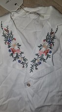 White Ukrainian Vyshyvanka Embroidered  women blouse Embroidery Shirt New Size S picture