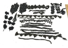 antique bead beaded sewing applique lot black glass jet Victorian Edwardian 1800 picture