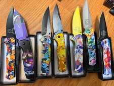 Pokemon Pikachu Eevee Mew2 Gengar Knife9”set Of 7 Pcs Spring Assisted Open picture