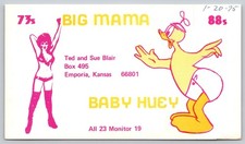 1975 CB Radio Culture Novelty Postcard - Big Mama & Baby Huey Emporia KS B144 picture