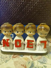 VTG Capri Creations Choir Boys NOEL  Christmas Candlestick Holder Japan 1950s picture