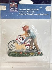 Lemax Learning to Ride Bike Dog Figurine Christmas Carole Towne 156434 2008 picture