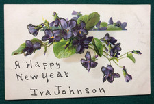 Raphael Tuck New Year Postcard – Violets & Glitter – Series 120 – Unused picture