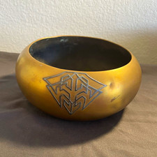 Antique Heintz Art Metal Sterling on Bronze Geometric Bronze Bowl Model 3648A picture