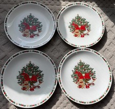 Ten Strawberry Street Vintage 1987 O Christmas Tree 10in Dinner Plates Set of 4 picture
