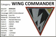 WING COMMANDER UNIFORM PATCH - WING05 picture