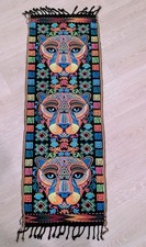 Guatemalan Handwoven Jaguar Face Embroidered Table Runner 52