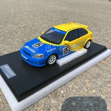 1:18 Honda Civic EK9 Spoon Yellow Blue Livery Resin Model Car picture