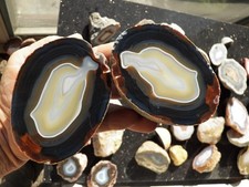 3.4 lb  2 pc Brazil agate specimen gemstone nice contrast mirror polished picture