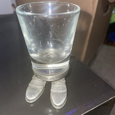 Shot Glass ,A Great Shot,Glass on Pewter Golf Shoes  Marked Fort ,Bare Ware, NEW picture