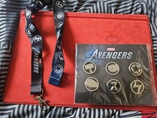 Marvel Avengers Crystal Dynamics Promotional Pins Set of 6 + Lanyard picture