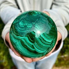 1.11LB Rare Natural Malachite quartz hand Carved sphere Crystal Healing Gem ball picture