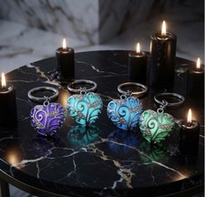 Mystic Fairy Forest Glow In The Dark Heart Keychain Hollow Filigree Keyrings picture