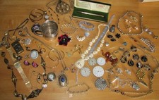 Antique Vintage Estate GRANDMA'S JUNK DRAWER Jewelry Zippo Gruen Sterling Etc. picture