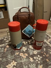 Vintage Aladdin Picnic Ala-Diner Outing Kit w/ 2 Thermos Bottles and Carry Bag picture