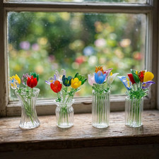 Mini Glass Flower Bouquet – Handmade Figurine Sculpture, Home Decor picture