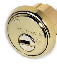  Mul T LOCK  MT5+ RIM Cylinder- 1-1/8 Inch Bright Brass + 3 KEYS  picture