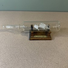 Caravelle Glass Ship in a Bottle on Wood Stand USA Ltd Edition 5000 Vintage #46 picture