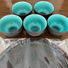 Kano Lacquer Round Tea Tray & 5 Teacups Set, Cship, Unused, 27cm, Traditional us picture