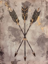 NATIVE AMERICAN CROSSED ARROWS ON CANVAS-IMPRESSIVE STANDOUT ART-16