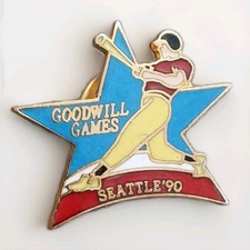 Vintage 1990 Seattle Washington Goodwill Games Softball Enamel Lapel Pin Pinback picture