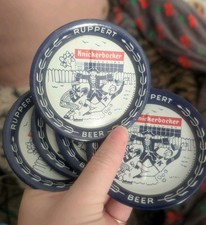 Vintage Ruppert Knickerbocker Beer Set of 5 Tin Metal Coasters baseball picture