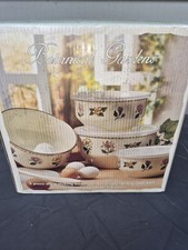 Vintage NIB Botanical Gardens 8 Pc Porcelain Enamel Nesting Mixing Bowl Set VTG picture