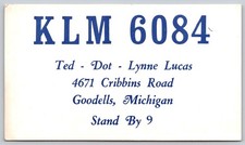 KLM 6084 Ted Dot Lynne Lucas Goodells Michigan Personal ID Card C63 picture