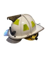 Vintage 2005 MSA Cairns 1010 C-TRD White Chief Fire Helmet Eagle Front Lime Trim picture