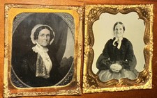 Lot Of 2 1/6 Ambrotypes Of Women Antique 1800s Painting Folk Art Photo 1860s picture
