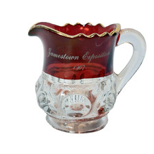 NORFOLK VA VIRGINA 1907 Jamestown Exposition Expo Ruby  Glass Souvenir Creamer picture