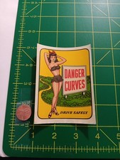 VINTAGE ORIGINAL 1950s SEXY DANGER CURVES PINUP WATERSLIDE DECAL  picture