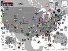 USA Football Clubs Map. Poster. Cartography. (50 x 70 cm) picture