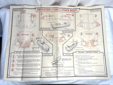 Vtg Fire Prevention Poster - Prevention of fires on Powerboats picture