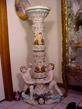 FAB HUGE 40+Inch TALL HP Capodimonte Pedestal 2 HUGE Cherubs CAPODIMONTE Italy picture