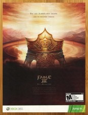 2011 Fable III 3 Xbox 360 Print Ad/Poster Official Video Game Promo Wall Pop Art picture