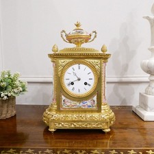Antique French Mantel Gilt Bronze & Porcelain by Delettrez 19th Century Restored picture