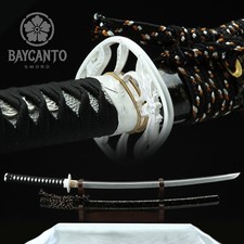 Handmade Japanese Katana Clay Tempered T10 Steel  Hamon Sharp White edge Swords picture