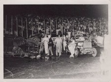 Stock car crash Long Island cleanup packed stands 1959 - Himes Estate Photo picture