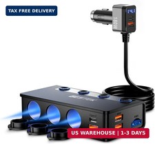 180W Cigarette Lighter Splitter, 3-Socket Car Cigarette Lighter with PD36W/65W a picture