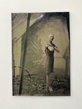 Antique 1800s Tintype Photo Barefoot Athlete Strongman Gymnast Athletic Portrait picture