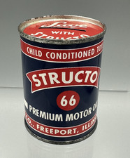 Vintage STRUCTO 66 MOTOR OIL Can COIN BANK Tin Gas Advertising FREEPORT ILLINOIS picture