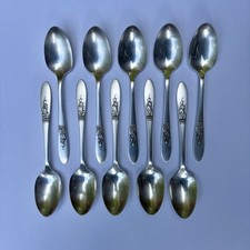 VINTAGE 10 PC SILVER PLATED SPOONS SIMEON GEORGE ROGERS ONEIDA PRESENTATION 1948 picture
