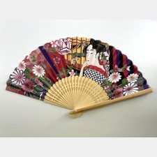 Japanese Sensu Folding Fan Ukiyo-e Beauty Geisha Floral Bamboo Hand Fan picture